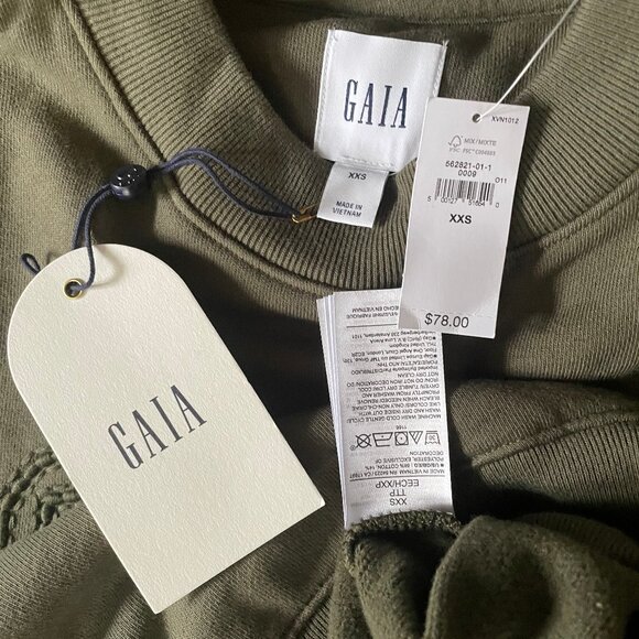 Gap x Cult Gaia Olive Green 'GAIA' Sweatshirt, olive green, XXS, NWT - Picture 5 of 10